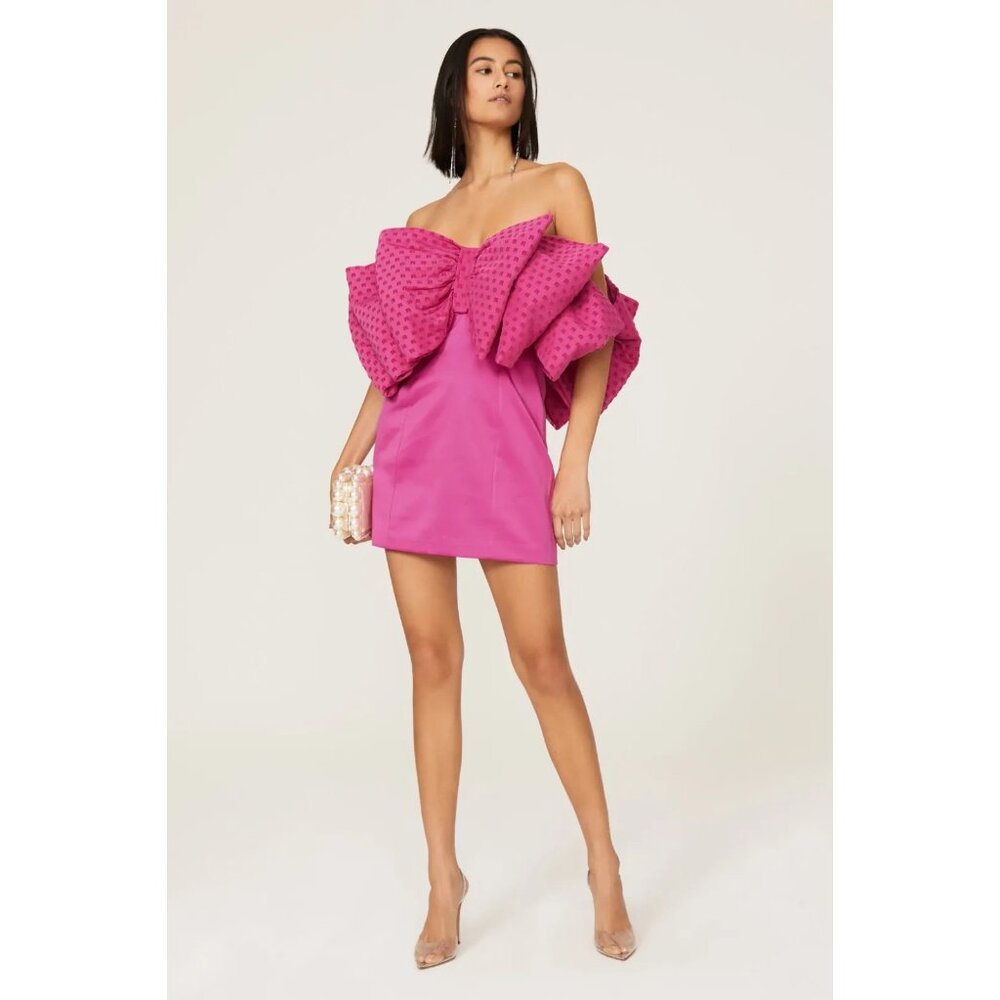 ROTATE Birger Christensen Pink Natalie Bow Dress Mini $521, Size 2